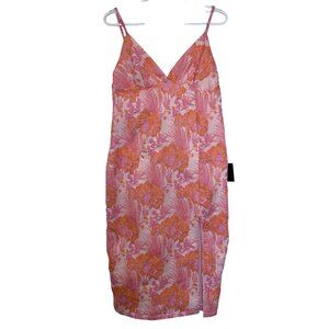 Lulus Rivetingly Radiant Pink Floral Jacquard Sleeveless Midi Dress NWT Size L